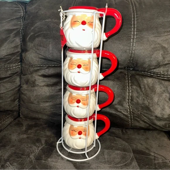 NEW Unused Stackable Santa Mugs - Perfect Christmas Gift or Holiday Decor - Picture 8 of 8
